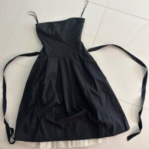 Elegant Black Strapless Cocktail Dress by Theory - Wool Blend